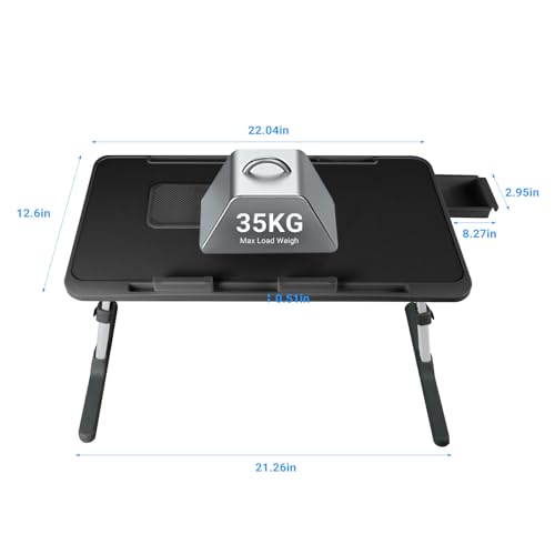 Adjustable Laptop Lap Desk with Cooling Fan USB Light for Adults 56x32cm,Black - color: Black,56-32cm