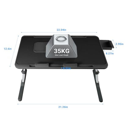 Adjustable Laptop Lap Desk with Cooling Fan USB Light for Adults 56x32cm,Black - color: Black,56-32cm