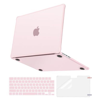 MOSISO Anti-Crack Case for MacBook Air 13 inch M5 M4 M3 M2 2026-2022 | 3 in 1 Kit Anti-Fingerprints Reinforced TPU Bumper Hard Shell for MacBook Air 13.6, A3449 A3240 A3113 A2681, Pink - color: Pink