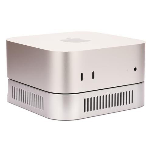 M4 M5 Mac mini Stand, Silver Holder for Mac mini 2024-2026 with Ventilation Heat Dissipation Cooling, Desk Mount Accessories with Anti-Slip Silicone and Dust-Proof Nets - color: Silver for Mac Mini 2024-2028