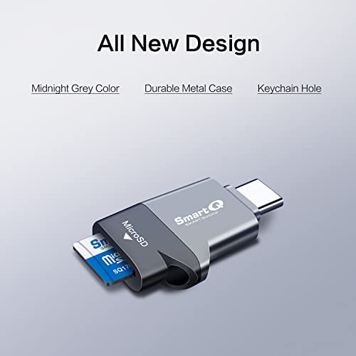 C356 Type-C MicroSD Card Reader with USB 3.0 Super Speed Technology, Supports MicroSDXC, MicroSDHC, and MicroSD for Window, Mac OS X and Andriod (Midnight Grey)