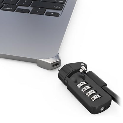 Compulocks Ledge Lock Adapter for MacBook Air 15" M2-M4 - Combination Cable Lock in Silver & Black, Secure Laptop Theft Protection Design, Anti-Theft Locking Solution for MacBook Air - size: Adapter with Combination Cable Lock