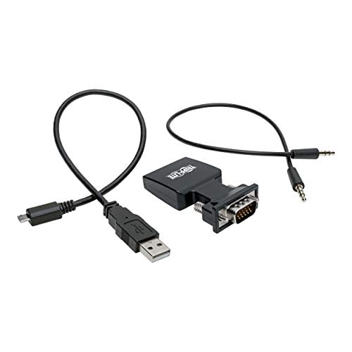 Tripp Lite Active HDMI to VGA Adapter (F/M), HDMI Audio Extractor, Female HDMI to Male VGA, 1080p @ 60 Hz, Black (P131-000-A-DISP)