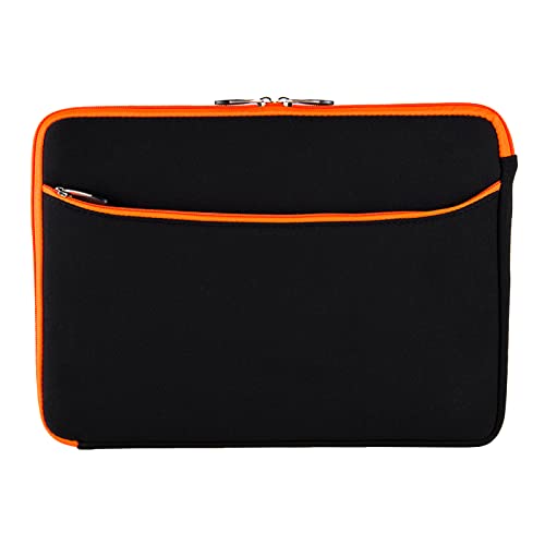 Travel Neoprene 13" Laptop Sleeve with Water Resistant Protection, Front Pocket - Compatible with SurfaceBook (Orange) - color: Black/Orange