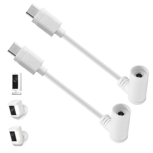 Tonton 2-Pack Barrel Plug to USB-C Adapter for Ring Solar Panel, DC Female to USB-C Male, Compatible with Stick Up Cam Pro & Spotlight Cam Plus/Pro, White
