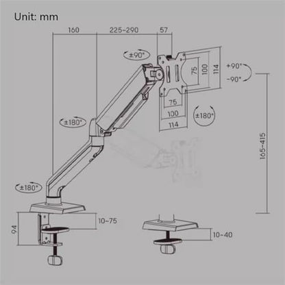 Monitor Arm 17"-32" Single Monitor Arm Mount, Aluminum Monitor Desk Stand, Articulating Mechanical Spring Arm Holds up to 19.8 Lbs, C-Clamp and Grommet Bases Adjustable Monitor Stands