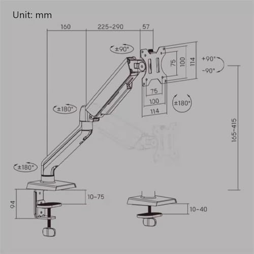 Monitor Arm 17"-32" Single Monitor Arm Mount, Aluminum Monitor Desk Stand, Articulating Mechanical Spring Arm Holds up to 19.8 Lbs, C-Clamp and Grommet Bases Adjustable Monitor Stands