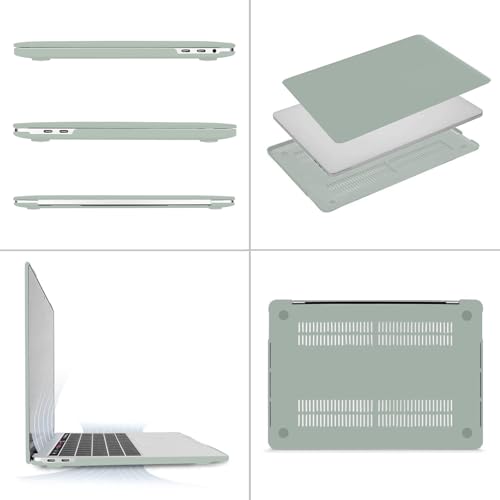 MOSISO Compatible with MacBook Pro 15 inch Case A1990 A1707, Antique Green | Protective Crack-Resistant Plastic Peony Hard Shell Case&Keyboard Cover Skin& Screen Protector - color: Antique Green