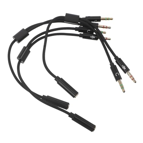 Homoyoyo 5pcs Professional Headset and Microphone Splitter Cable 3.5mm Female to Dual Male Audio Jack Adapter for Computer and Laptop Recording with Black Sturdy Design