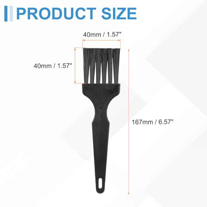 HARFINGTON 4pcs Antistatic Brush 40x40mm Portable PP Handle Nylon Anti Static Cleaning ESD Brushes for Electronics Computer Keyboard, Black