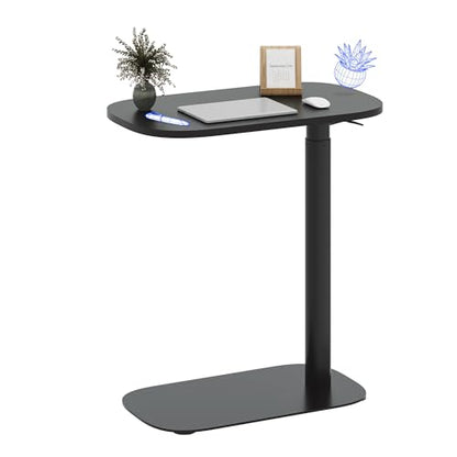FLEXISPOT Adjustable C Table, Mobile Snack Side End Table Sofa Couch Bedside Table Laptop Cart TV Tray Night Stand Small Space Side Table(23.6" W x 13.8" D,Black) - color: Black, size: 24x14