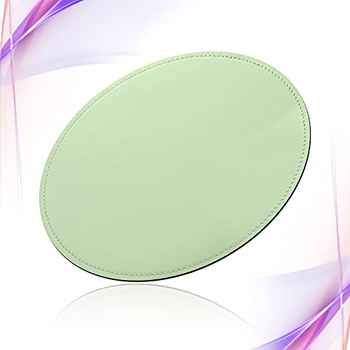 Mouse Pad，Round Mouse Pad，PU Mouse Pad，Leather Mouse Pad with Stitched Edge Micro-Fiber Base with Non-Slip Waterproof，Mouse Pad for Computers，Laptop，9 x 9 Inch (Fresh Green) - color: Fresh Green, size: 9L x 9W inches