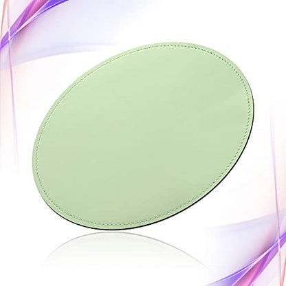 Mouse Pad，Round Mouse Pad，PU Mouse Pad，Leather Mouse Pad with Stitched Edge Micro-Fiber Base with Non-Slip Waterproof，Mouse Pad for Computers，Laptop，9 x 9 Inch (Fresh Green) - color: Fresh Green, size: 9L x 9W inches