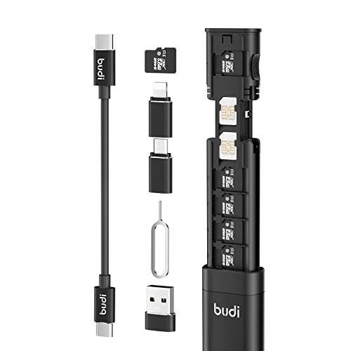 BUDI Multifunctional 9 in 1 Data Cable with USB Type-C Card Reader Micro SD Memory Card high-Speed Card Reader Adapter Suitable for Mobile Phone Cameras and Computers - size: CLASSIC