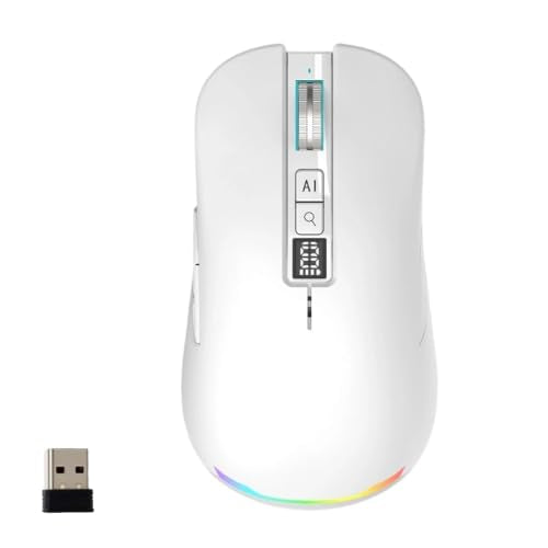 AI Smart Voice Wireless Mouse, Ai Smart Mouse Multi Language Voice to Text Recorder, Rechargeable Bluetooth & 2.4G Wireless Mouse, Silent Click Ergonomic Mouse for Windows Mac Laptop PC (C) - color: C