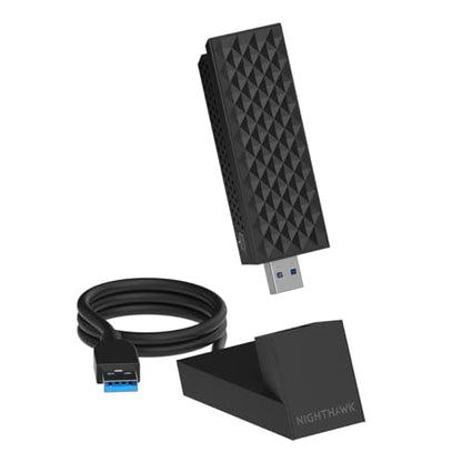 NETGEAR Nighthawk WiFi 7 USB 3.0 Adapter (A9000) – BE6500 Tri-Band Wireless Gigabit Speed (Up to 6.5 Gbps) – 6 GHz Band – Works with Any Router or Mesh System – for Windows 11 PC - style: WiFi 7, 6.5Gbps