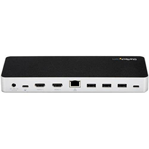 StarTech USB-C Dual 1080p HDMI or DVI Dock, 60W PD, GbE, Thunderbolt 3 | Laptop docking station, charging, plug-and-play, HP, Lenovo, Dell and Surface, dual HDMI/DVI, 3.5mm headset, 1m cable