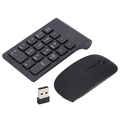 Cordless Numeric Keypad, 2.4Ghz 1200 DPI Responsive Portable 18 Keys Number Pad 4 Keys Mouse Combo with Receiver for Home Office Travel, Plug and Play