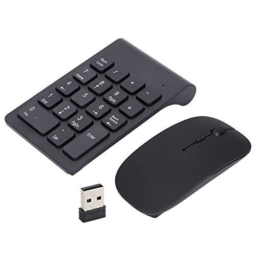 Cordless Numeric Keypad, 2.4Ghz 1200 DPI Responsive Portable 18 Keys Number Pad 4 Keys Mouse Combo with Receiver for Home Office Travel, Plug and Play