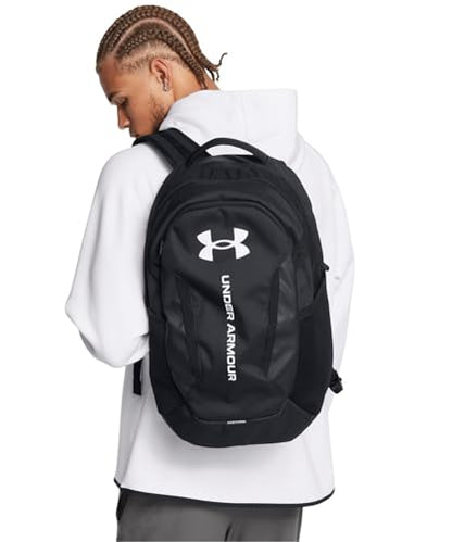 Under Armour Unisex-Adult Hustle 6.0 Backpack, (002) Black/Black/White, One Size Fits Most - color: (002) Black / Black / White, size: One Size