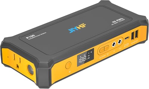 JIYHF Portable Power Station 99.9Wh, Backup Power with 65W USB-C PD, 100W AC Outlet, 12V DC Output, LED Light for Camping, Home Backup, Emergency, RV - style: P100 Yellow