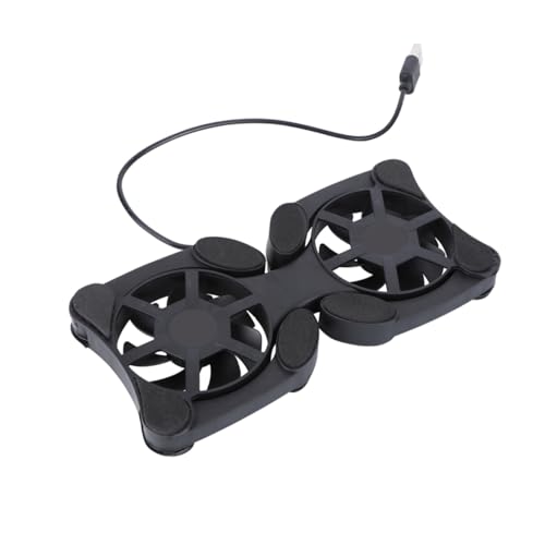 PRETYZOOM Portable Laptop Cooling Pad with Dual Fans, Foldable Notebook Cooler for Gaming and Office Use, Lightweight Black Computer Cooler Fan Pad with Efficient Heat Dissipation