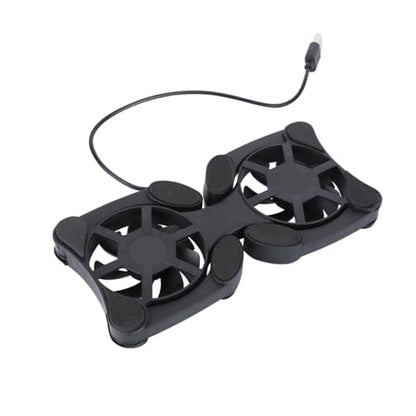PRETYZOOM Portable Laptop Cooling Pad with Dual Fans, Foldable Notebook Cooler for Gaming and Office Use, Lightweight Black Computer Cooler Fan Pad with Efficient Heat Dissipation