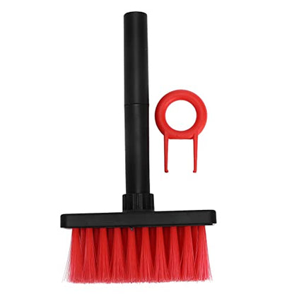 Aramox Keyboard Brush Plastic Cleaning Brush Pen 5 in 1 Double Head Design with Metal Nib Flocked Sponge 3 Row for Headphones Keycaps Laptop Tablet Camera Users (Black Red) - color: Black Red