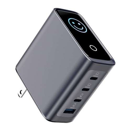 ACEFAST 140W GaN LED Display Screen Wall Charger for iPhone 17 16 Series/for Samsung,Triple USB C Fast Charging Travel Charger for MacBook/Laptop/Tablet,Fold Plug Compact for Home/Office/Travel