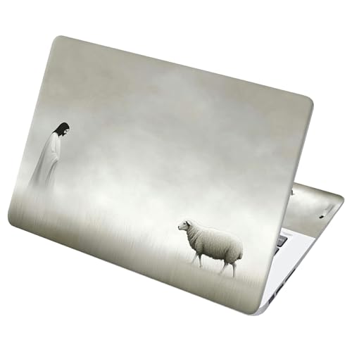 Universal Laptop Skin Sticker with 2 Wrist Pad Decals, 3-Piece Removable Vinyl Laptop Cover, Mist Jesus Seeks Sheep Waterproof Anti-Scratch, Easy-Trim Fit for 13.3" 14" 15.6" Laptops - color: Mist Jesus Seeks Sheep