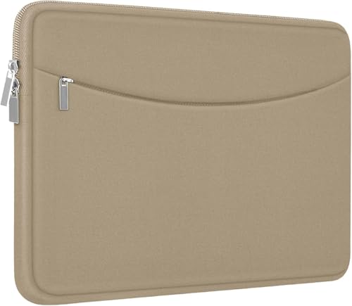Laptop Case Sleeve 15.6 inch, Shockproof Protective Briefcase Carrying Computer Cover Bag with Accessory Pocket, Laptop Bag Compatible with MacBook, HP, Dell, Lenovo, Asus, Khaki - color: Khaki, size: 15.6 inch