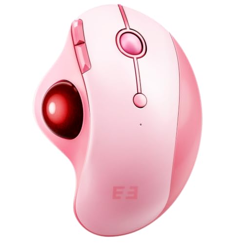 seenda Wireless Trackball Mouse, Ergonomic Bluetooth Rollerball Mouse,Pink | USB-C rechargeable, 3-device Bluetooth+2.4G USB, thumb control, 5-level DPI and space-saving comfort for laptop, PC and Mac. - color: Pink