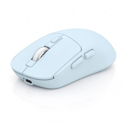 Gizdot-M1 Bluetooth Wireless Mouse for MacBook/Laptop/Mac - Blue | 4-Mode Connections Multi-Device, 3-level DPI, Mouse Jiggler, Silent Click, Ergonomic, Side Buttons, Type-C Rechargeable - color: Blue