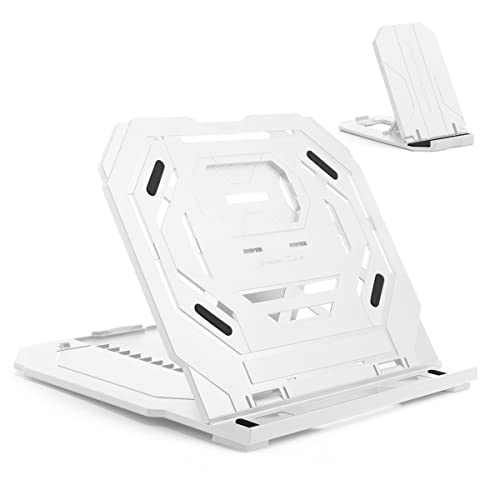 Drawing Tablet Stand, Foldable Stand for Laptop or Tablet Display, 9 Levels Adjustable Angles with a Built-in Phone Holder, for 12-17 inch Drawing Tablets, Smartphones - color: White
