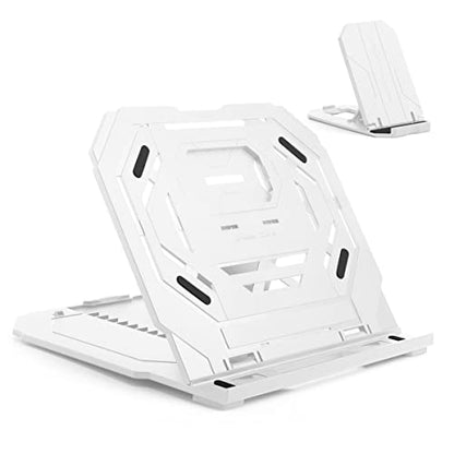 Drawing Tablet Stand, Foldable Stand for Laptop or Tablet Display, 9 Levels Adjustable Angles with a Built-in Phone Holder, for 12-17 inch Drawing Tablets, Smartphones - color: White
