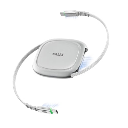 TALIX 240W Retractable USB C Cable, PD 3.2 Fast Charging USB C to USB C Cable with Mag Snap Storage, E-Marker Chip, Anti-Tangle Retractable Cord for Travel, iPhone 17, MacBook, Samsung S25, 3.94FT