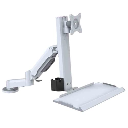 Adjustable Monitor Arm Dual Arm Clamping Table Monitor Stand with Engineering Tray Suitable for 15-32 Inches for Screens