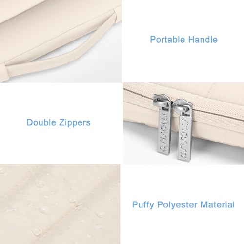 MOSISO 360 Protective 13-14 inch Laptop Case, 13.3 inch Puffy Laptop Sleeve | Compatible with MacBook Neo/Air 13.6/Pro 13/Pro 14, HP Dell ASUS Lenovo, Polyester Horizontal Side Open Bag, Sand - color: Sand, size: 13.3 inch