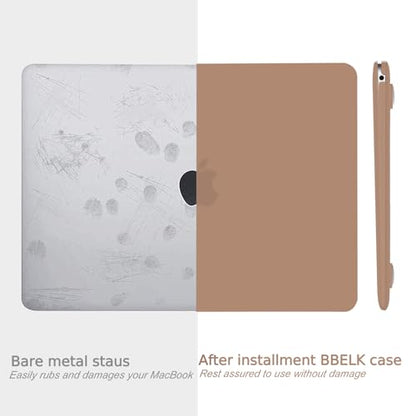 B BELK for MacBook Air 13 inch Case 2021 2020-2018 M1 A2337 A2179 A1932 | Matte Plastic Laptop Hard Shell for MacBook Air 13.3 inch Case with Keyboard Cover & Screen Protector, Caramel Brown - color: Caramel Brown
