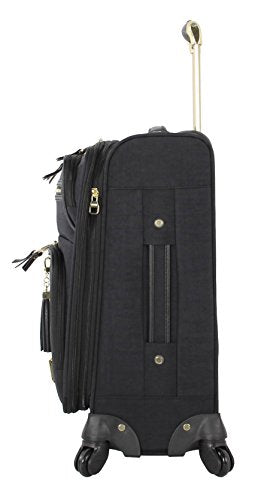 Steve Madden Designer-Gepckkollektion Leichter Softside-Koffer fr Damen und Herren strapazierfhige 50,8 cm groe Tragetasche mit 4 rollenden Spinner-Rdern, Peek-a-boo Black, 20in, Carry on Bag With - color: Peek-a-boo Black, size: 20 inches