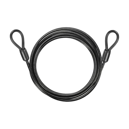 PATIKIL Security Cable Lock (5/32" Dia 7.2ft 77lb Load Capacity, Black) Vinyl Coated Stainless Steel Double Loops Flexible Wire Rope Safety Cable Luggage Lock Suit for - Outdoor - color: Black, size: 7.2 ft x 5/32", 77lb load