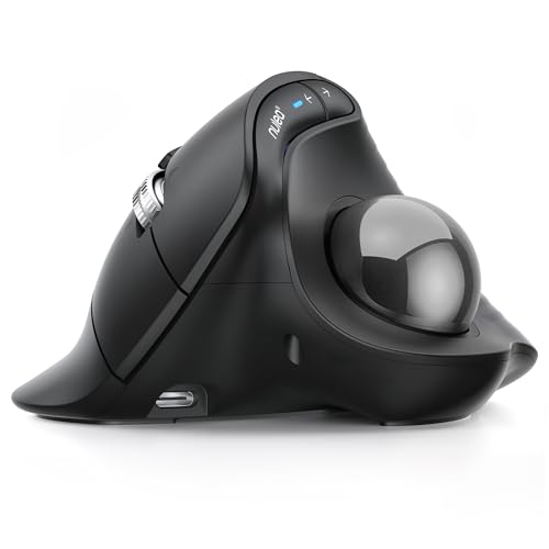 Nulea M514 Vertical Trackball Mouse, Ergonomic Wireless Thumb-Control Mouse with Quiet Clicks, 3 Device Connection (Bluetooth & USB Receiver), Rechargeable for PC/Mac/Laptop/Tablet,Black - color: D-Black