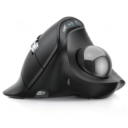 Nulea M514 Vertical Trackball Mouse, Ergonomic Wireless Thumb-Control Mouse with Quiet Clicks, 3 Device Connection (Bluetooth & USB Receiver), Rechargeable for PC/Mac/Laptop/Tablet,Black - color: D-Black