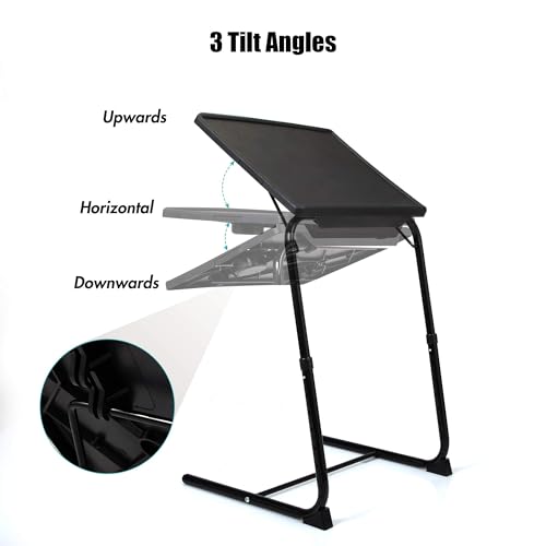 Adjustable TV Tray Table with Cup Holder - 20.4 x 15.7 inch TV Dinner Tray on Bed & Sofa, Large Size Comfortable Folding Table, Laptop Table for Couch with 6 Height & 3 Tilt Angle Adjustments（2 Pack) - size: TV tray-2 pack
