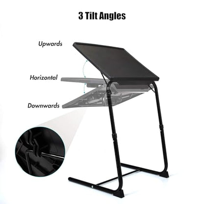 Adjustable TV Tray Table with Cup Holder - 20.4 x 15.7 inch TV Dinner Tray on Bed & Sofa, Large Size Comfortable Folding Table, Laptop Table for Couch with 6 Height & 3 Tilt Angle Adjustments（2 Pack) - size: TV tray-2 pack