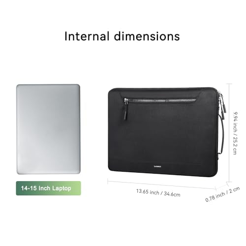 LANDICI 14 to 15 Inch Protective Laptop Sleeve with Handle, Black | Slim water-resistant case with reinforced 360-degree padding protects MacBook, Surface, Chromebook and other laptops - color: Black, size: 14-15 Inch