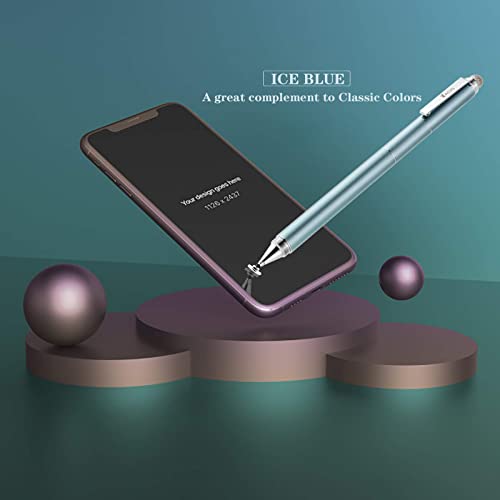 Capacitive Stylus Pen, 4-in-1 High Sensitivity and Precision Touch Screen Stylus Clear Disc Tip,Black Rubber Tip &Mesh Fiber Tip Compatible with Universal Touch Screen Device (Ice Blue) - color: Ice Blue
