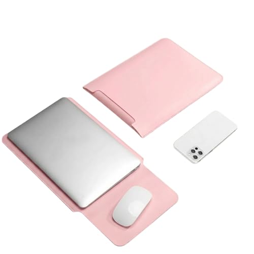 MacBook Air 14 inch Sleeve, PU Leather Laptop Sleeve Case Compatible with MacBook Air M5 M4 M3 M2 M1/MacBook Pro 13/MacBook Neo A18 2018-2026,Slim Protective Computer Sleeve Bag for Women, Pink - color: Pink, size: 13.3/14inch