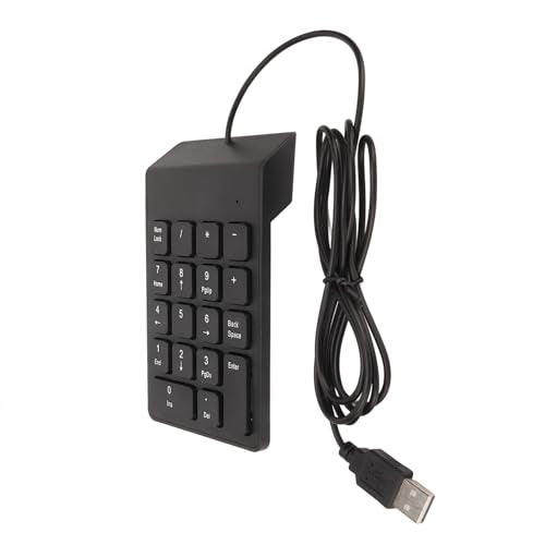 Wired Number Pad 18 Keys, Ergonomic USB Mini Numeric Keypad, Plug and Play Quiet Typing for PC Laptop Desktop, 2 Pack (1PC) - size: 1PC