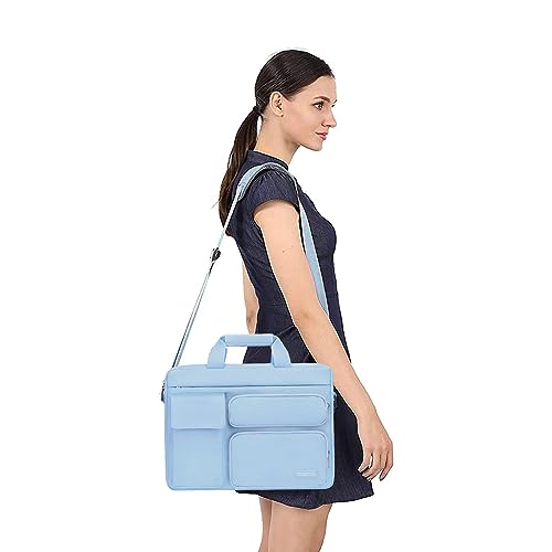 MOSISO Laptop Shoulder Bag 16 inch, 15-15.6 inch Computer Bag | Compatible with MacBook Pro 16 inch, HP, Dell, Lenovo with 2 Raised&1 Flapover&1 Horizontal Pocket&Handle&Belt, Airy Blue - color: Airy Blue, size: 16 inch